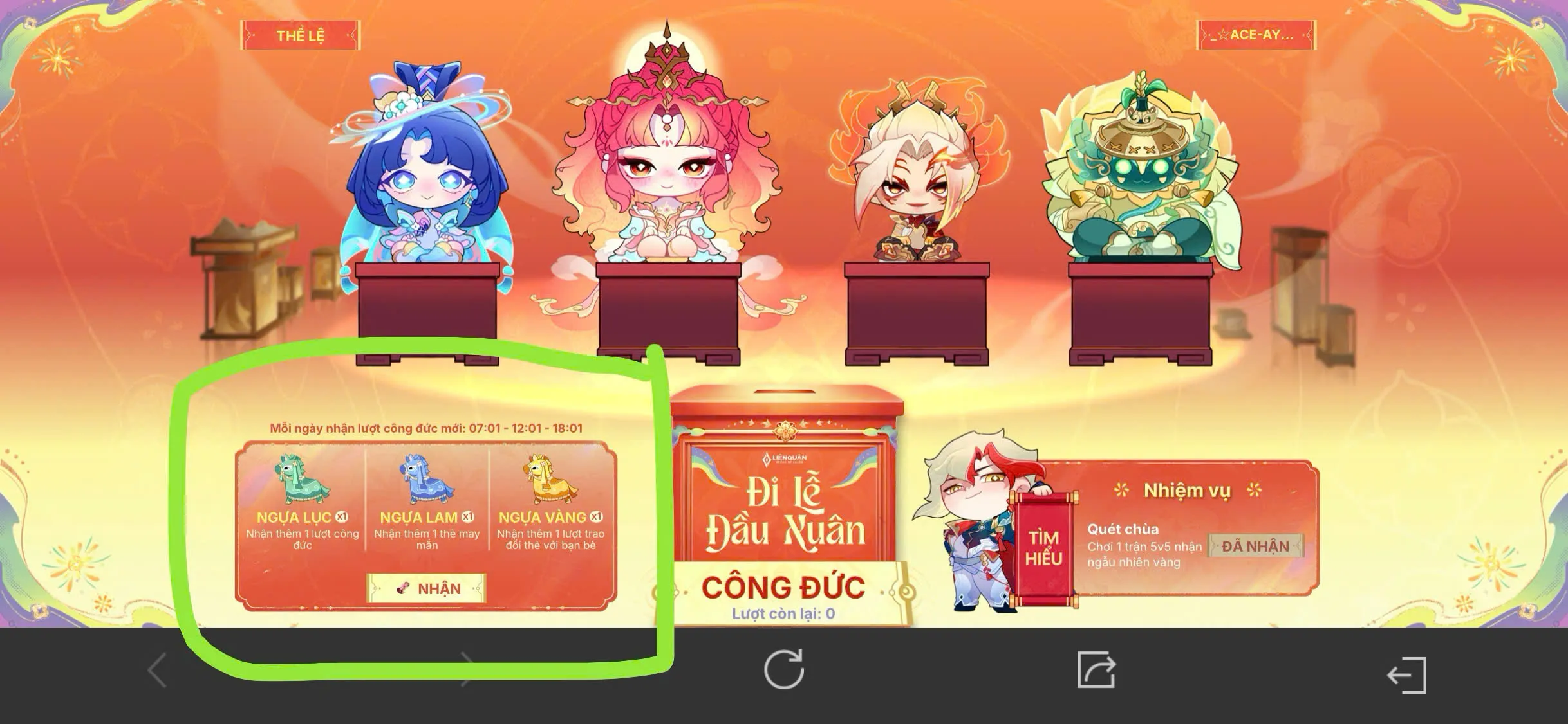 [TRICK VIP] Mẹo Quay Ra Ngựa Đỏ Sự Kiện Đi Lễ Đầu Xuân Liên Quân (Chỉ Bằng Vàng Công Đức)