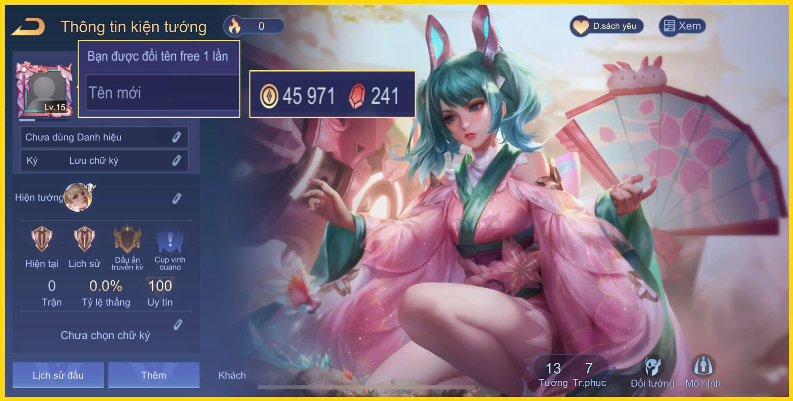 Acc Liên Quân có Capheny Kimono trắng thông tin giá rẻ