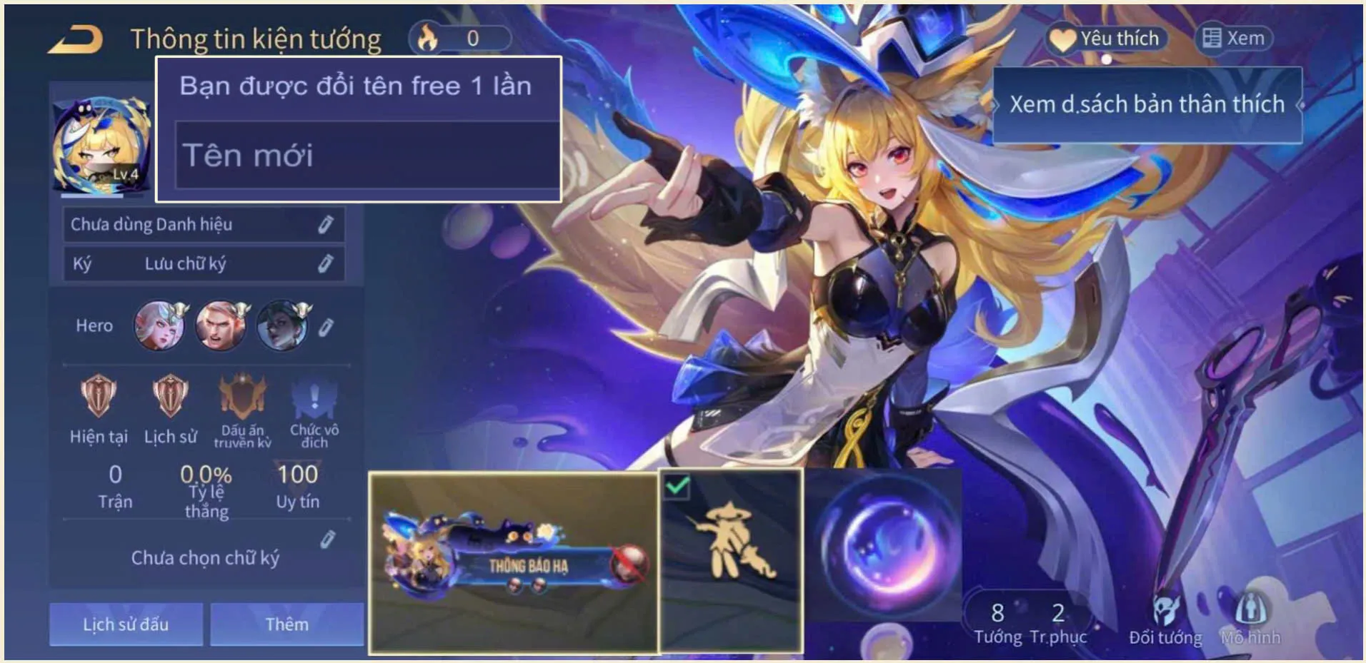 Acc Liên Quân có Liliana Ma Pháp Tối Thượng trắng thông tin giá rẻ