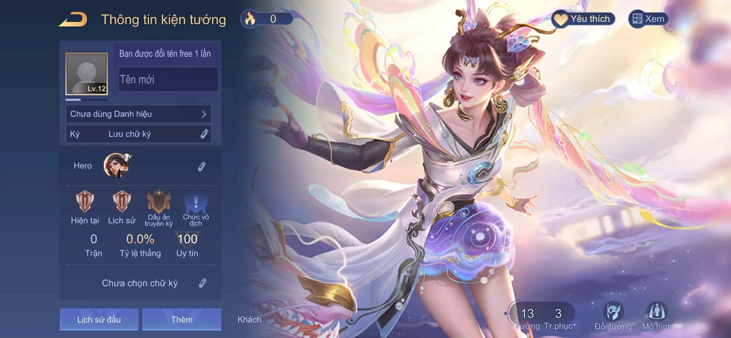 Acc Liên Quân có Violet Vọng nguyệt Long Cơ trắng thông tin giá rẻ