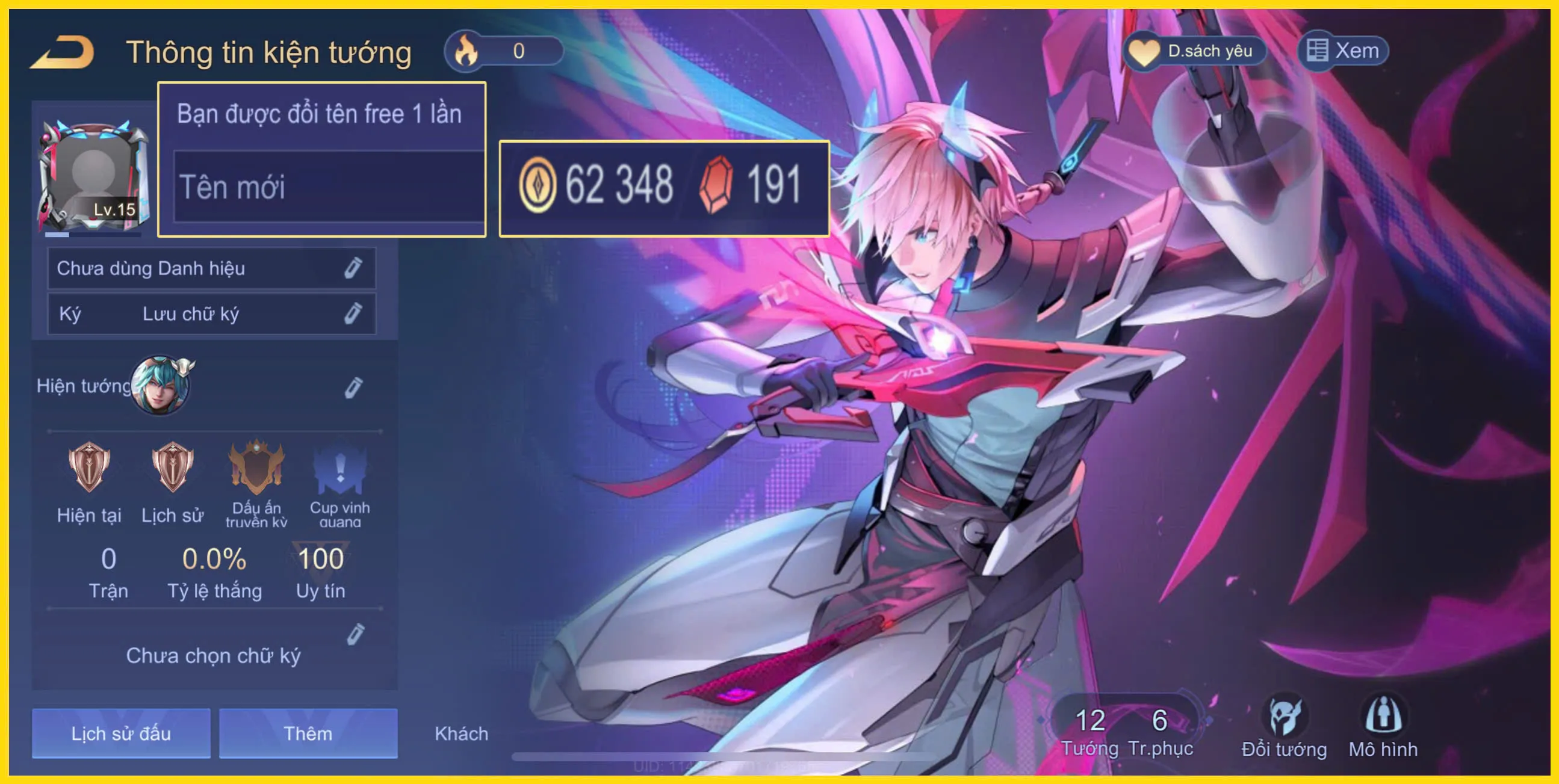 Acc Liên Quân có Laville Xạ Thần Tinh Vệ trắng thông tin giá rẻ