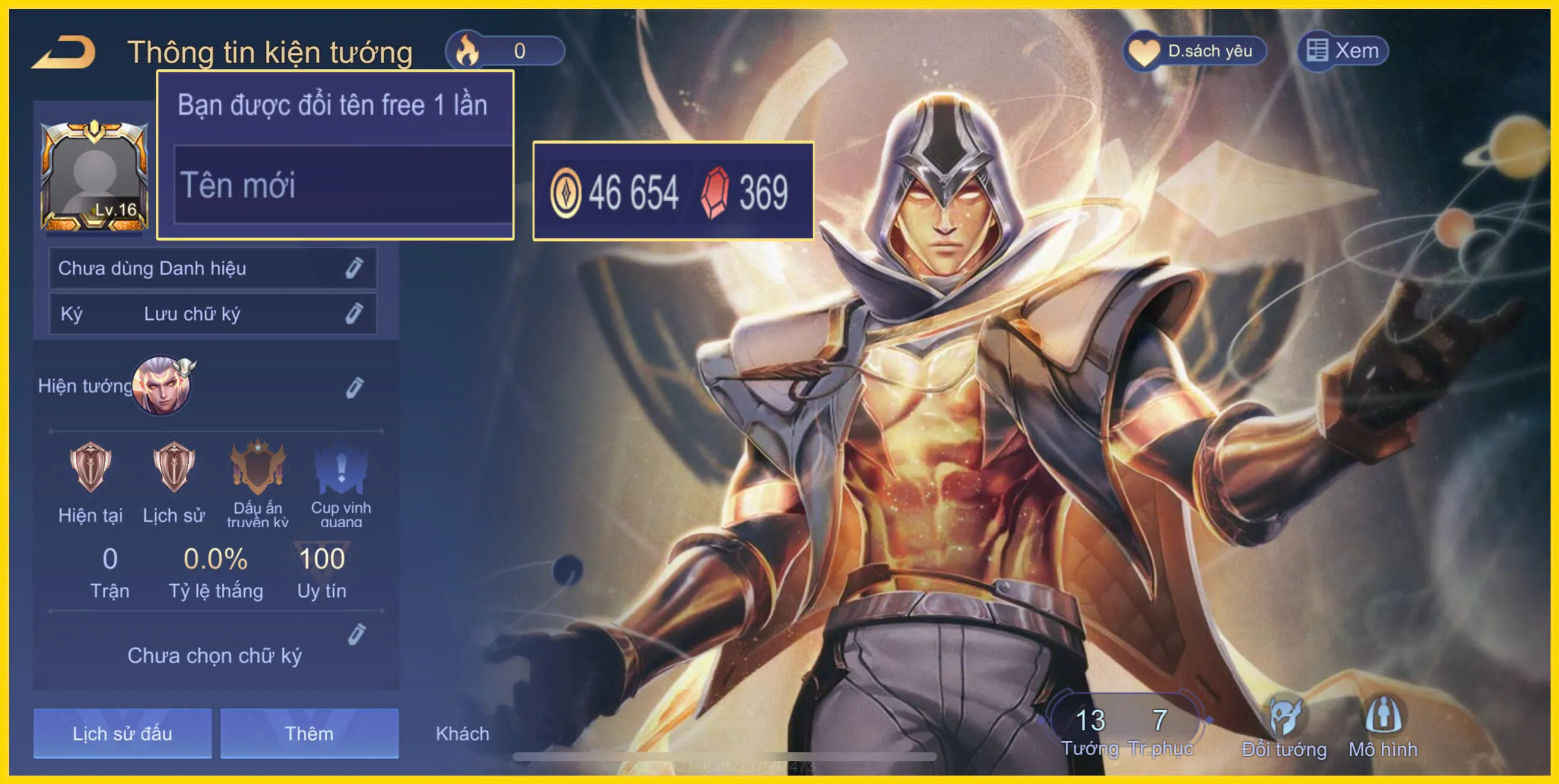 Chi tiết Acc Liên Quân Acc Liên Quân có Tulen Tân thần hoàng kim trắng thông tin giá rẻ - Giá rẻ