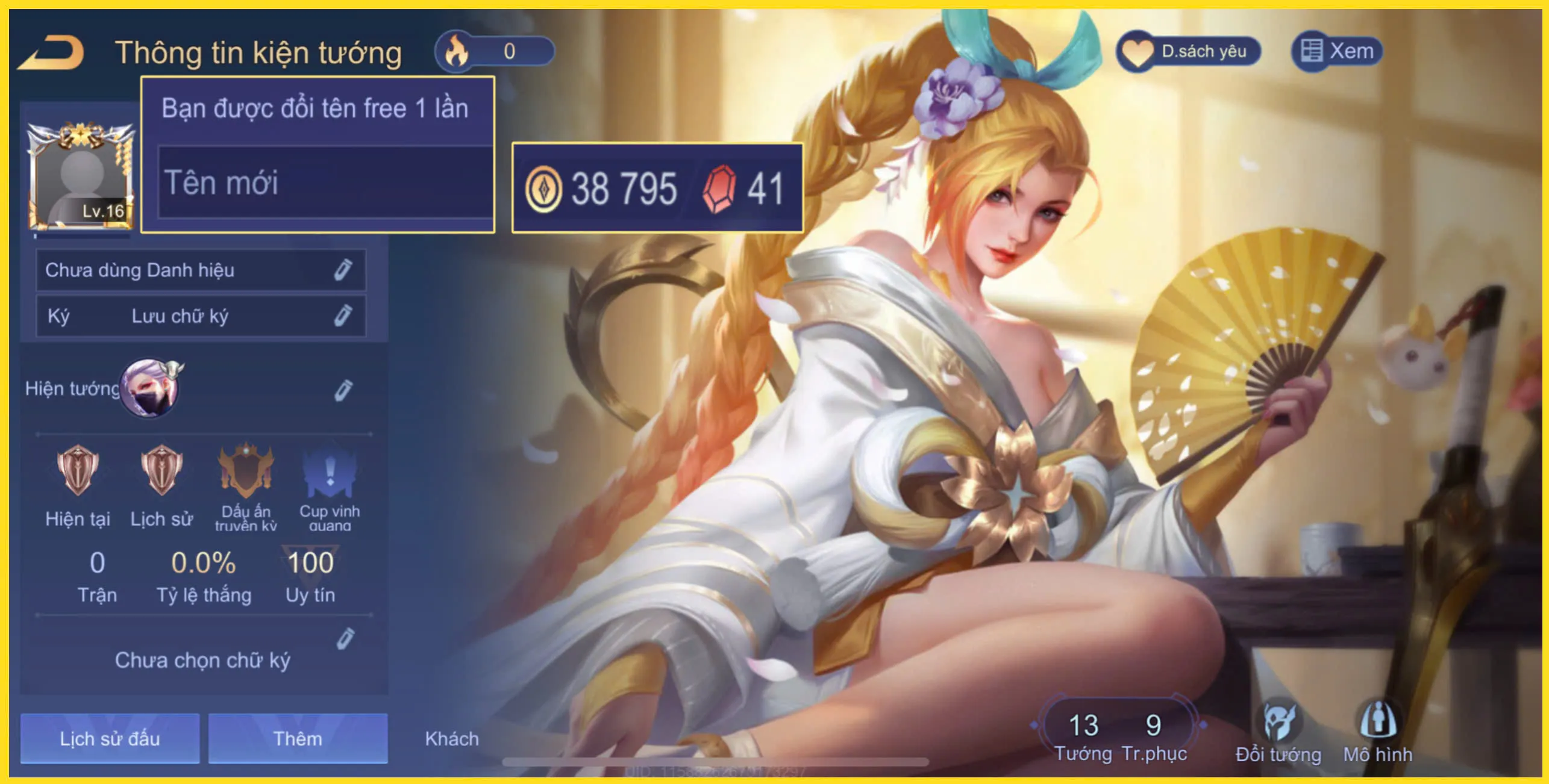 Acc Liên Quân có Airi Bạch Kiemono trắng thông tin giá rẻ